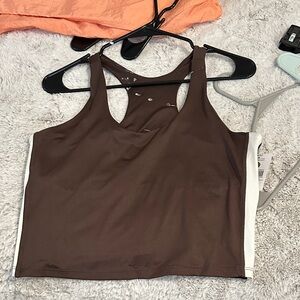 Pro Player Brown Crop Tank with White Logo